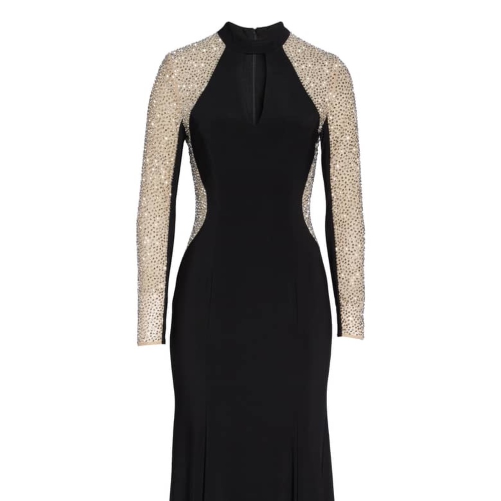 Beautiful black beaded long gown.